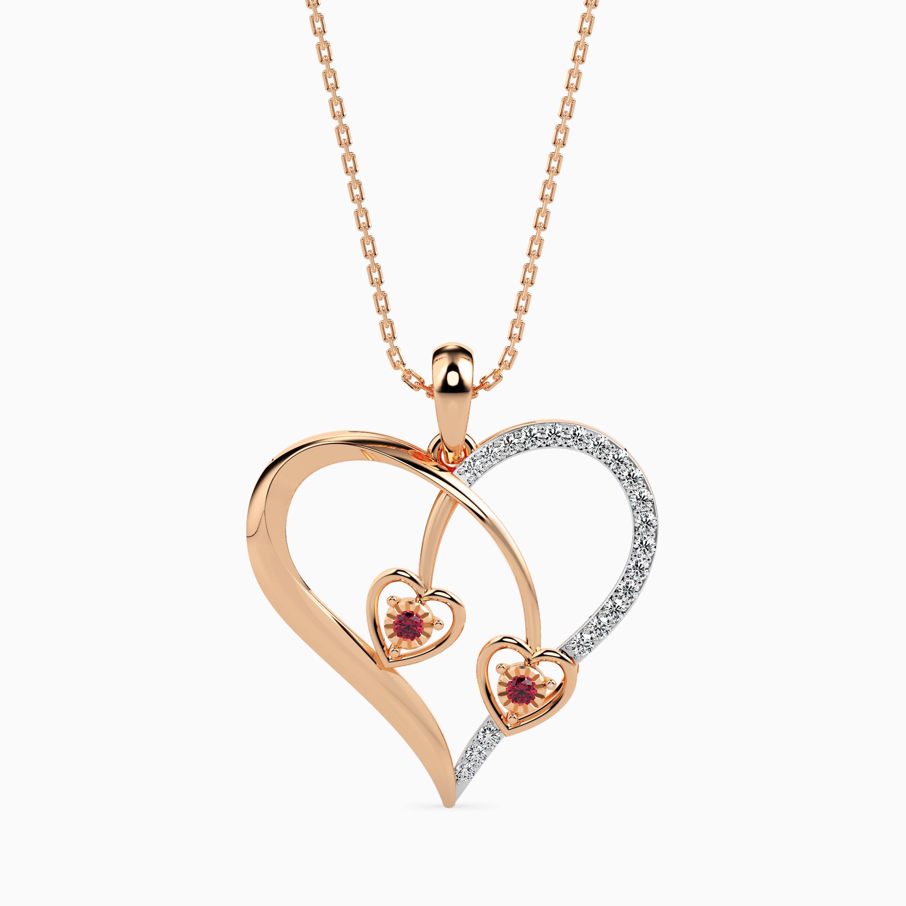 0.15Ct Heart Shape Pave Lab-Grown Diamond Gold Pendant Necklace