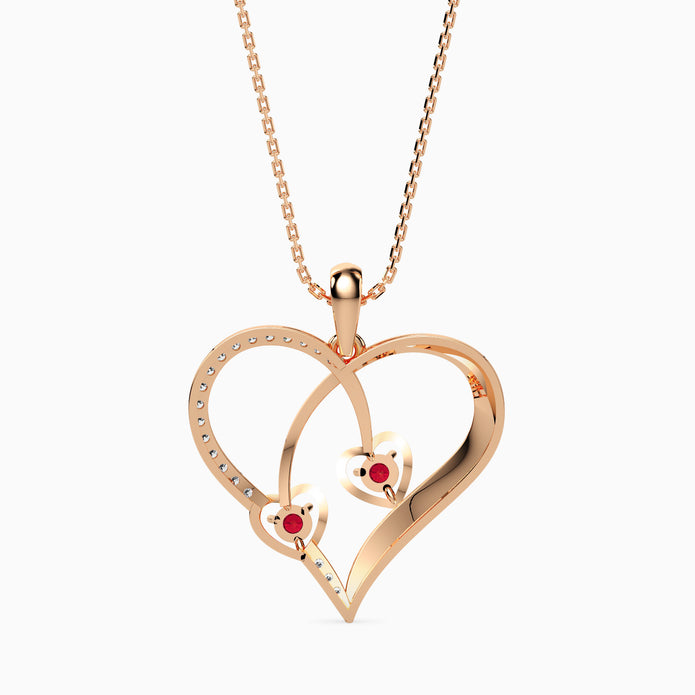0.15Ct Heart Shape Pave Lab-Grown Diamond Gold Pendant Necklace