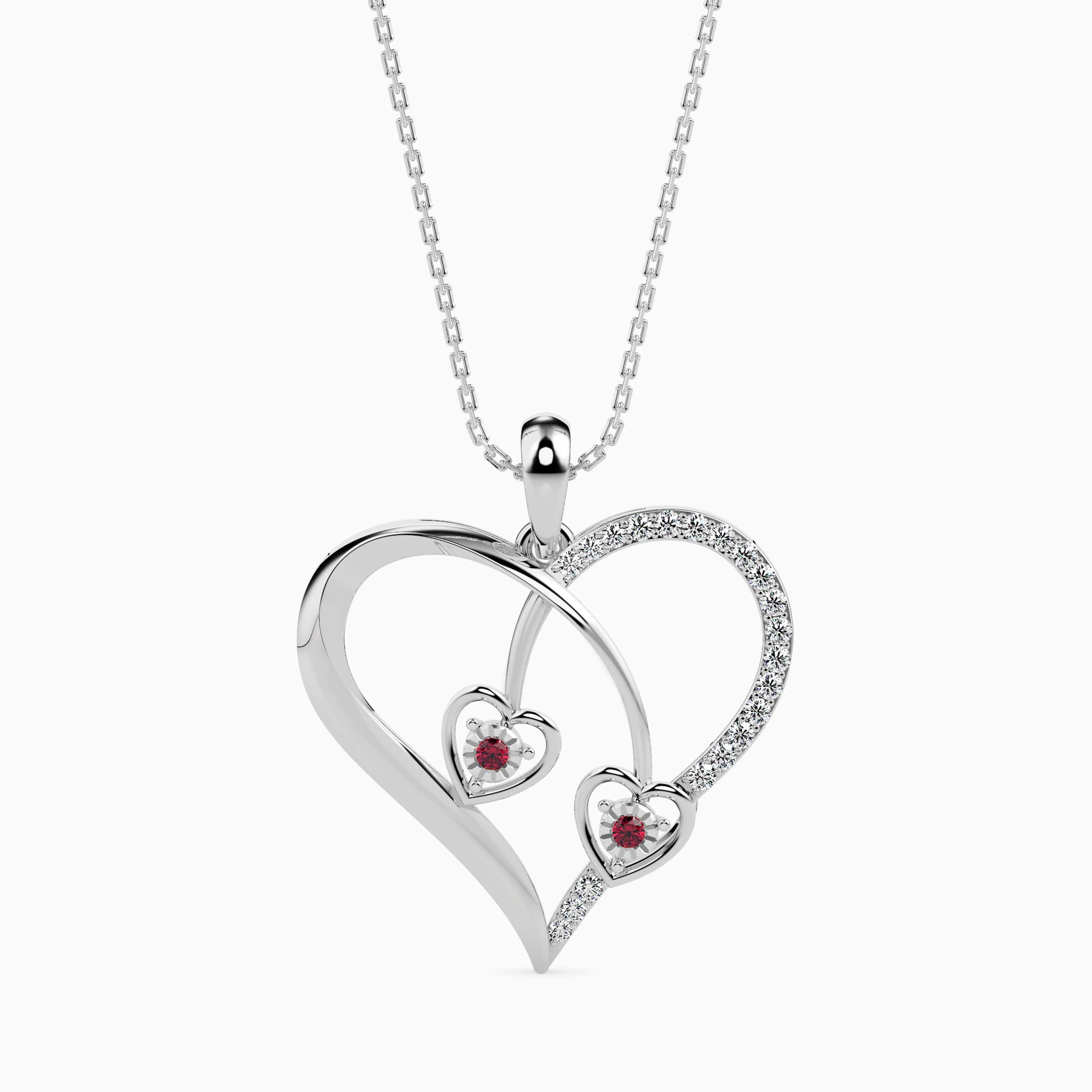 0.15Ct Heart Shape Pave Lab-Grown Diamond Gold Pendant Necklace