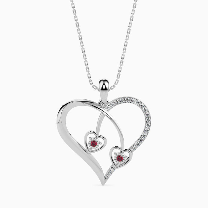 0.15Ct Heart Shape Pave Lab-Grown Diamond Gold Pendant Necklace