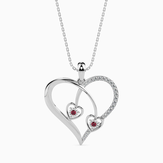 0.15Ct Heart Shape Pave Lab-Grown Diamond Gold Pendant Necklace