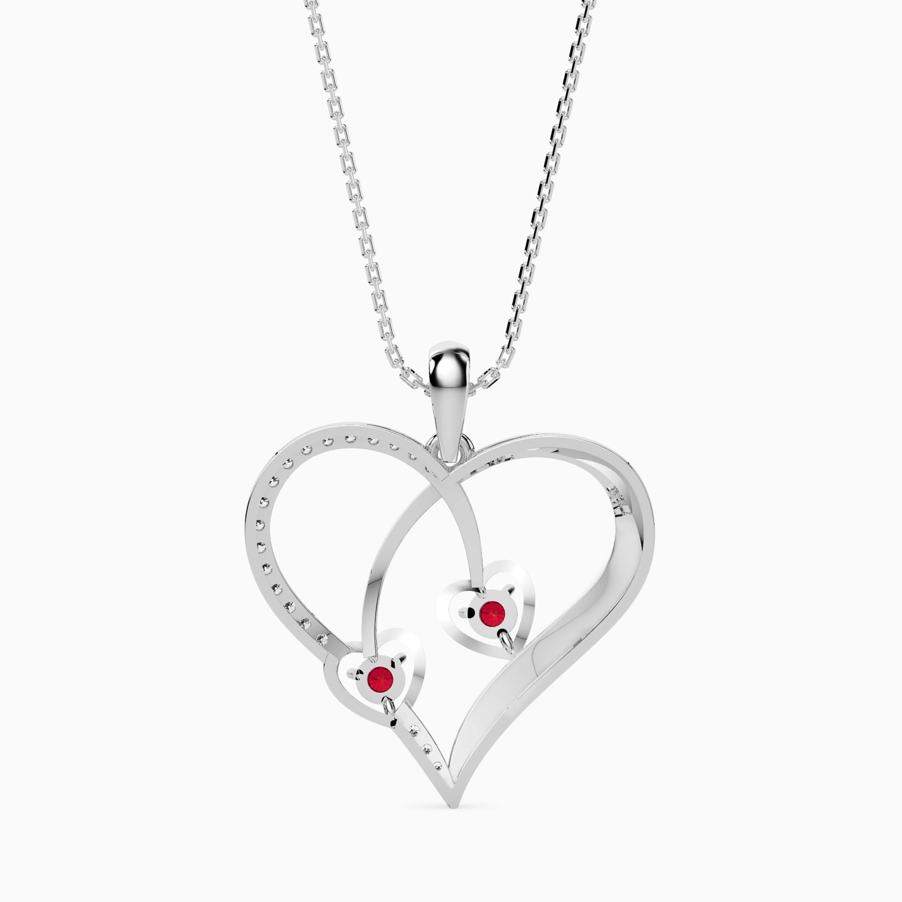0.15Ct Heart Shape Pave Lab-Grown Diamond Gold Pendant Necklace