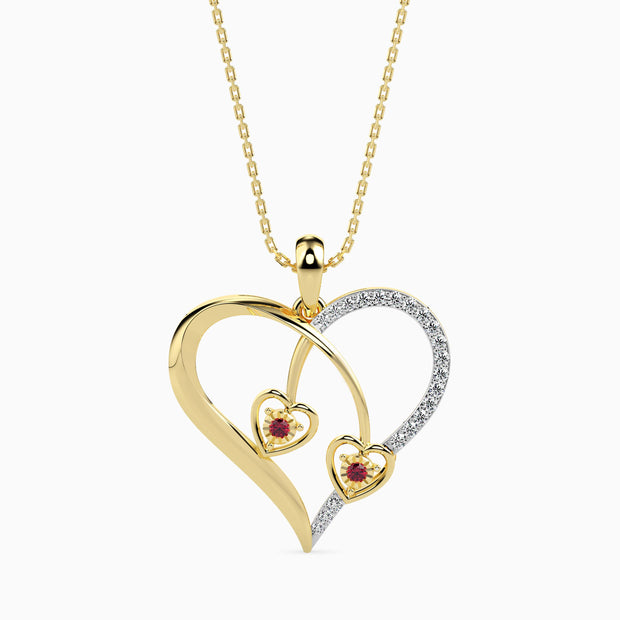 0.15Ct Heart Shape Pave Lab-Grown Diamond Gold Pendant Necklace