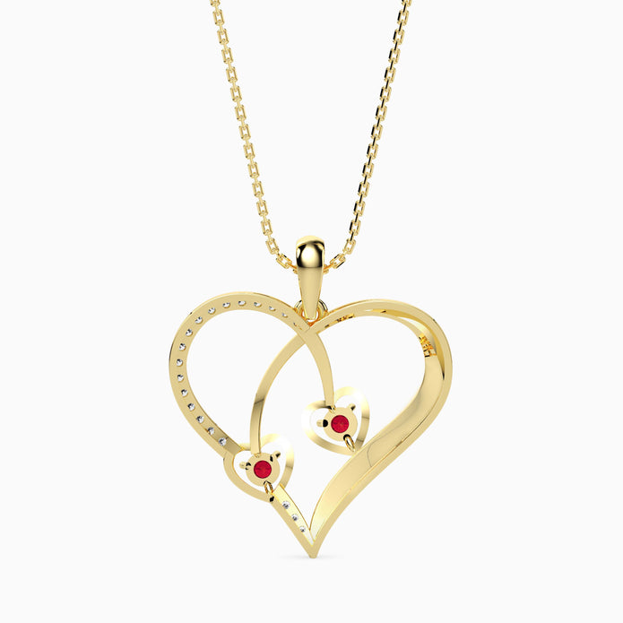 0.15Ct Heart Shape Pave Lab-Grown Diamond Gold Pendant Necklace
