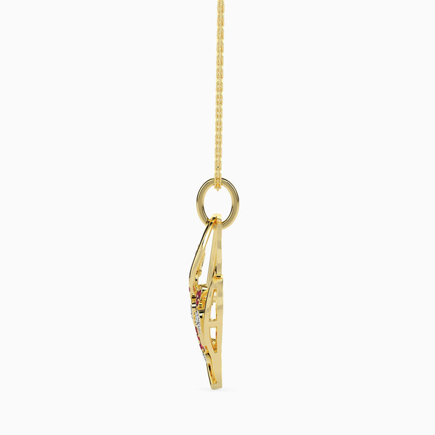0.15Ct Heart Shape Cluster Lab-Grown Diamond Gold Pendant Necklace