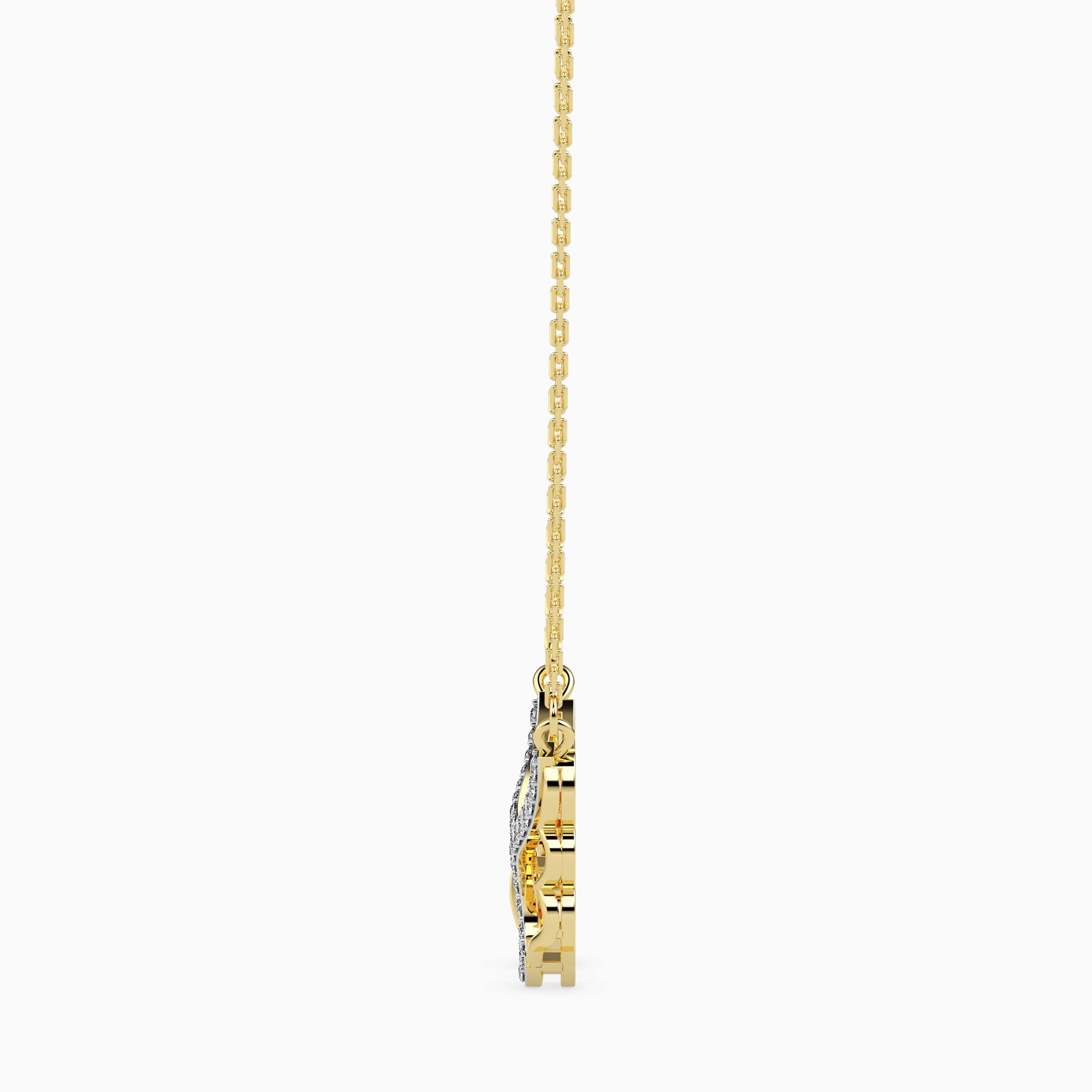 0.14Ct Angel Wings Heart Lab-Grown Diamond Gold Pendant Necklace