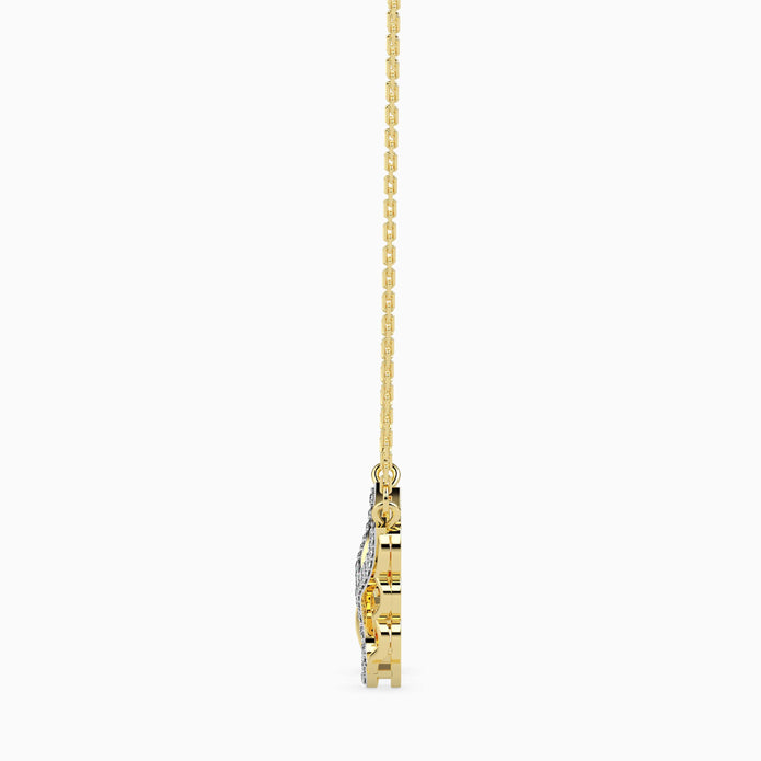 0.14Ct Angel Wings Heart Lab-Grown Diamond Gold Pendant Necklace