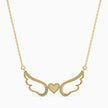 0.14Ct Angel Wings Heart Lab-Grown Diamond Gold Pendant Necklace