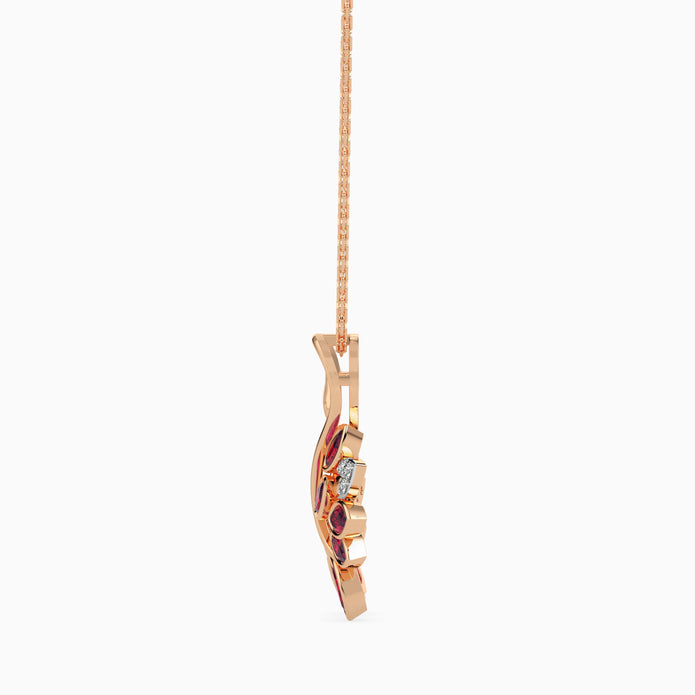 0.40Ct Swan Red Marqise Lab-Grown Diamond Gold Pendant Necklace