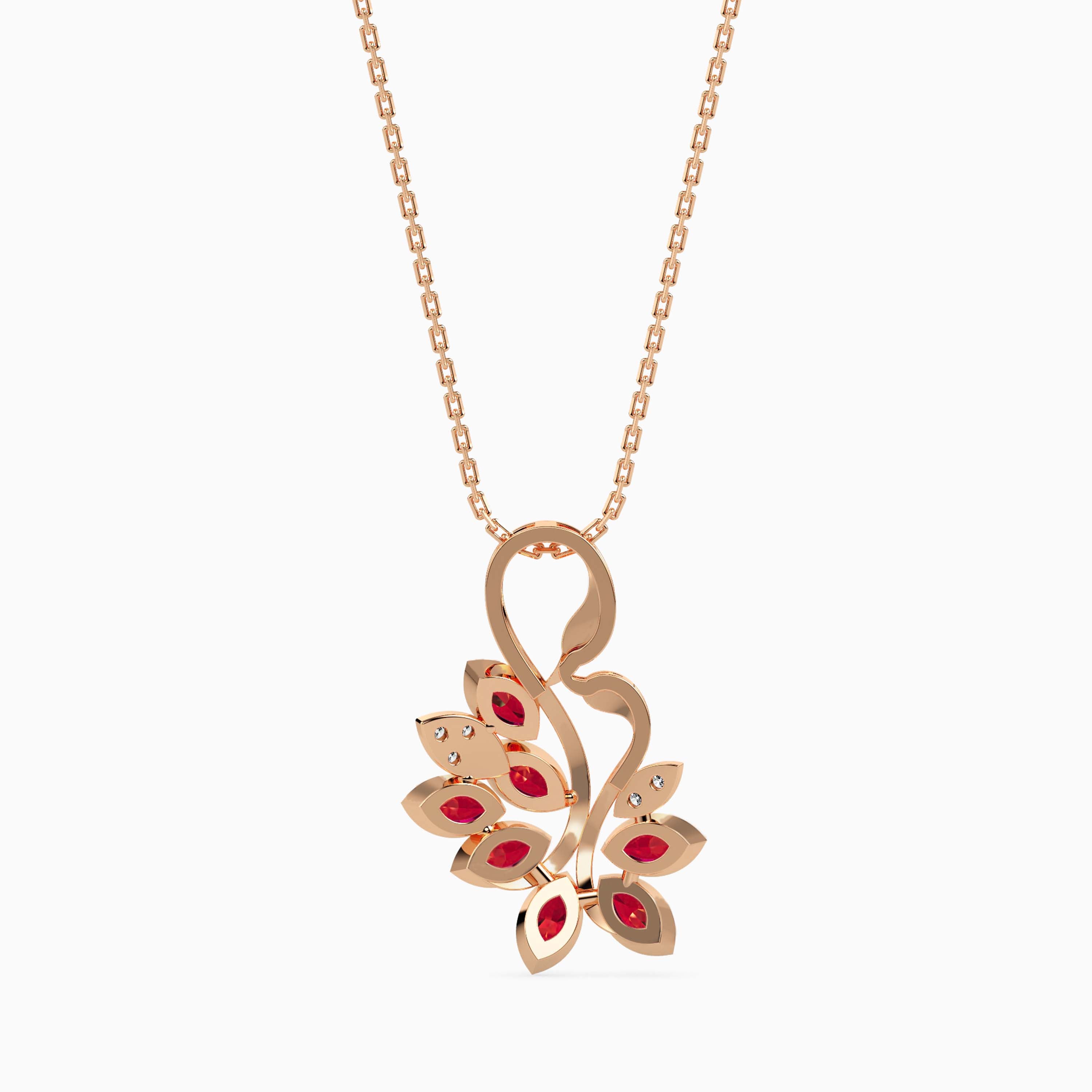 0.40Ct Swan Red Marqise Lab-Grown Diamond Gold Pendant Necklace