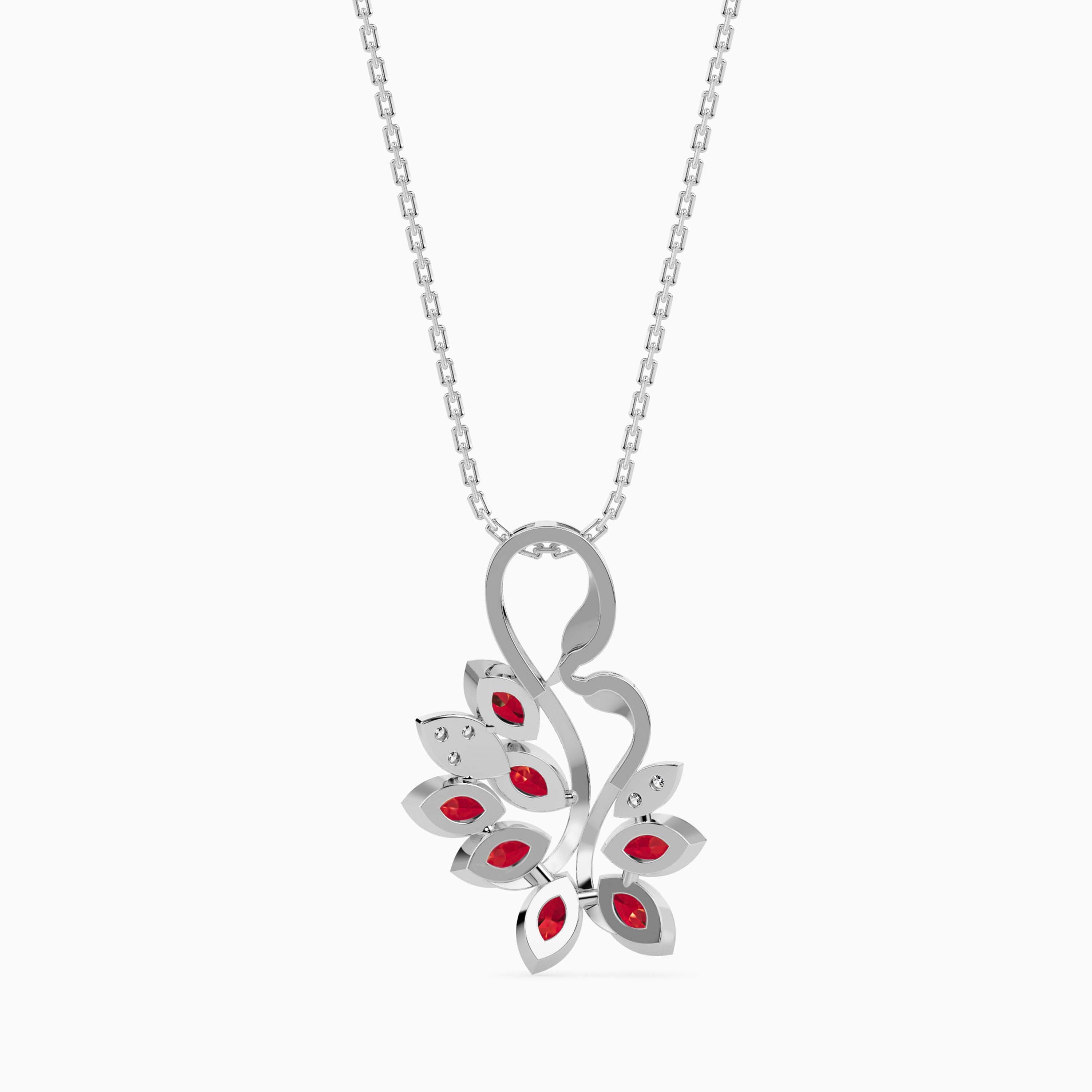 0.40Ct Swan Red Marqise Lab-Grown Diamond Gold Pendant Necklace