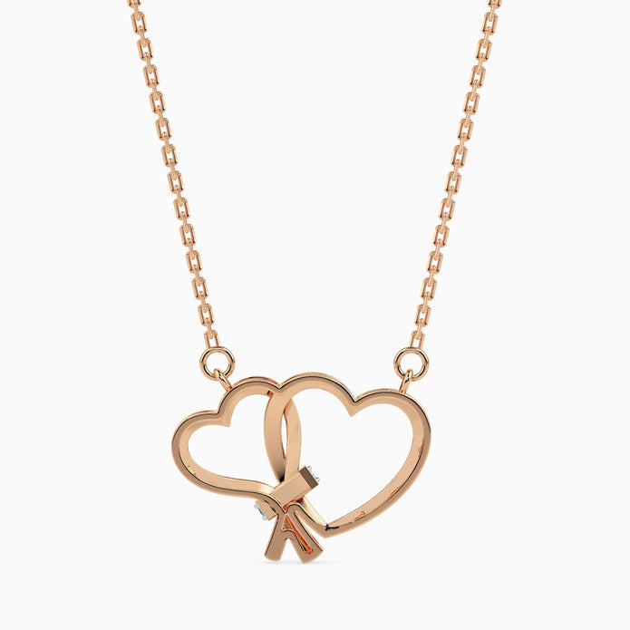 0.05Ct Interlocking Heart Lab-Grown Diamond Gold Pendant Necklace