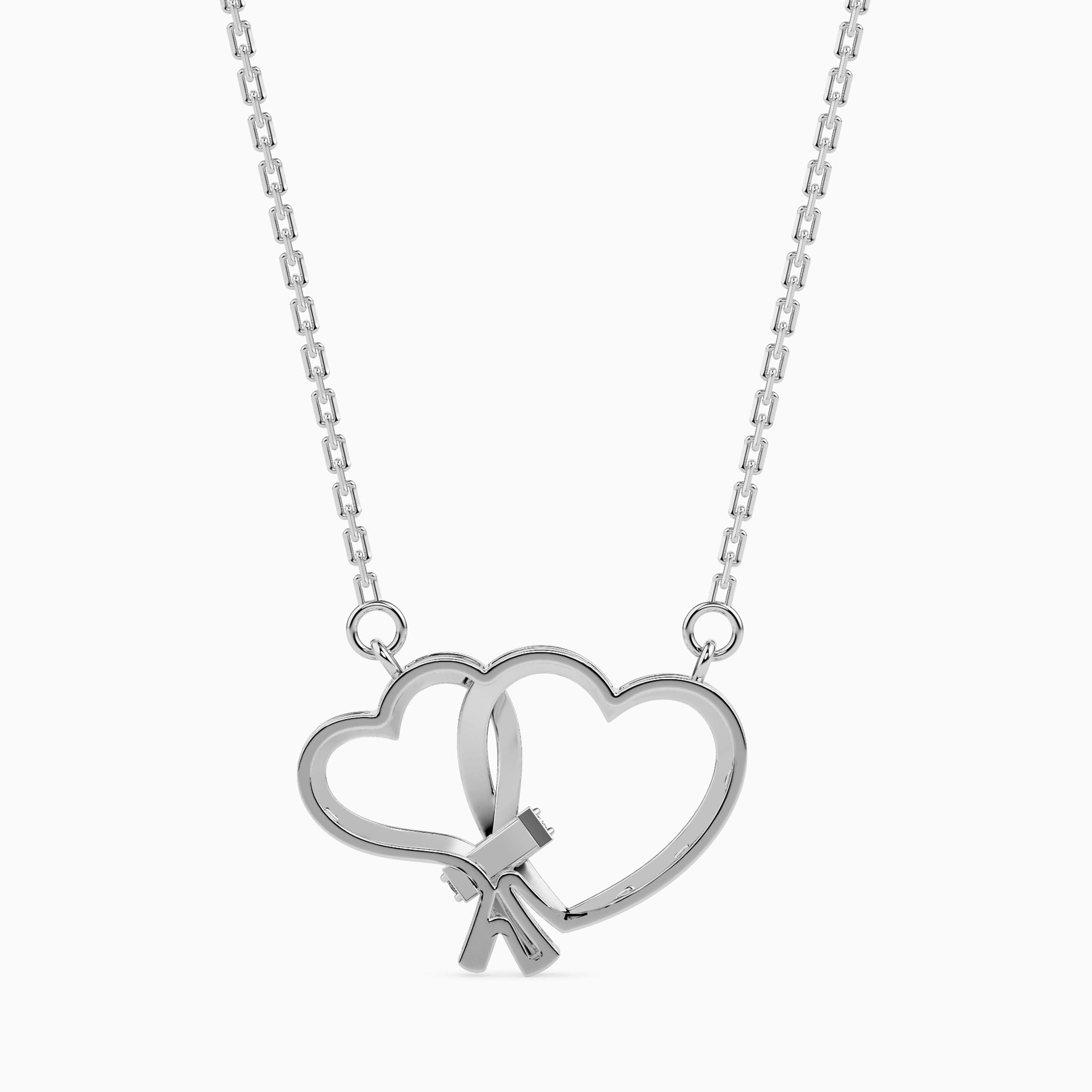 0.05Ct Interlocking Heart Lab-Grown Diamond Gold Pendant Necklace