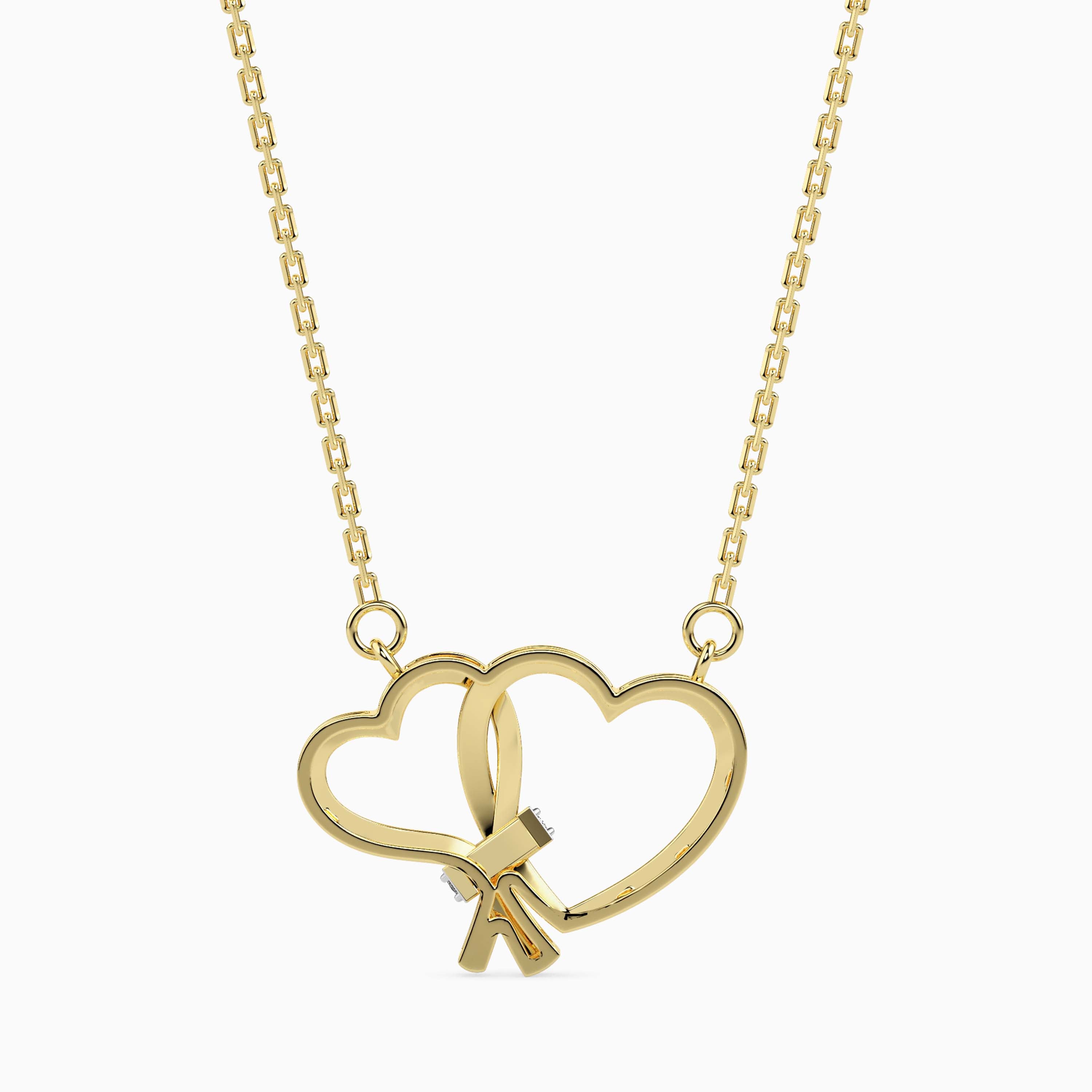 0.05Ct Interlocking Heart Lab-Grown Diamond Gold Pendant Necklace