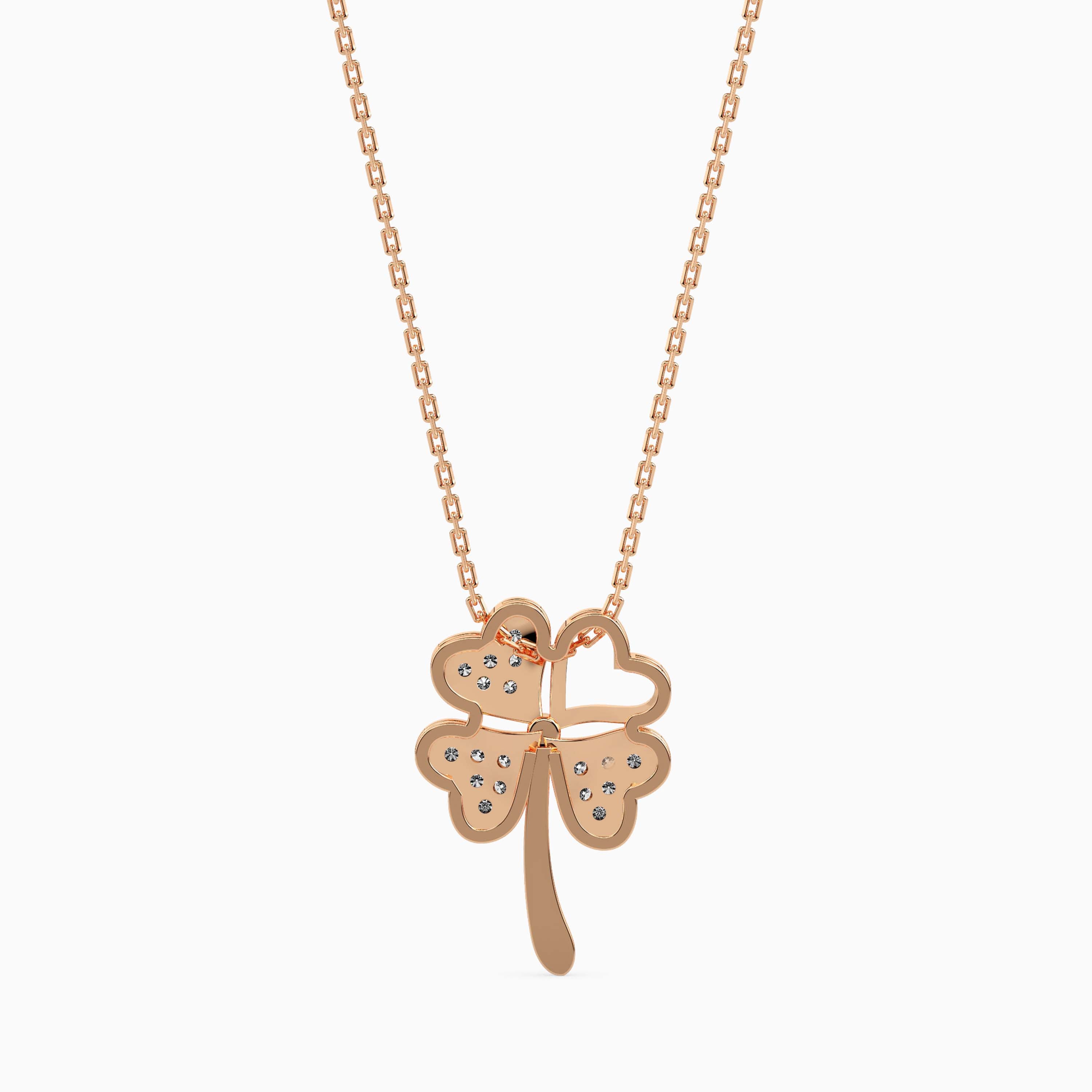 0.12Ct Four Leaf Clover Lab-Grown Diamond Gold Pendant Necklace
