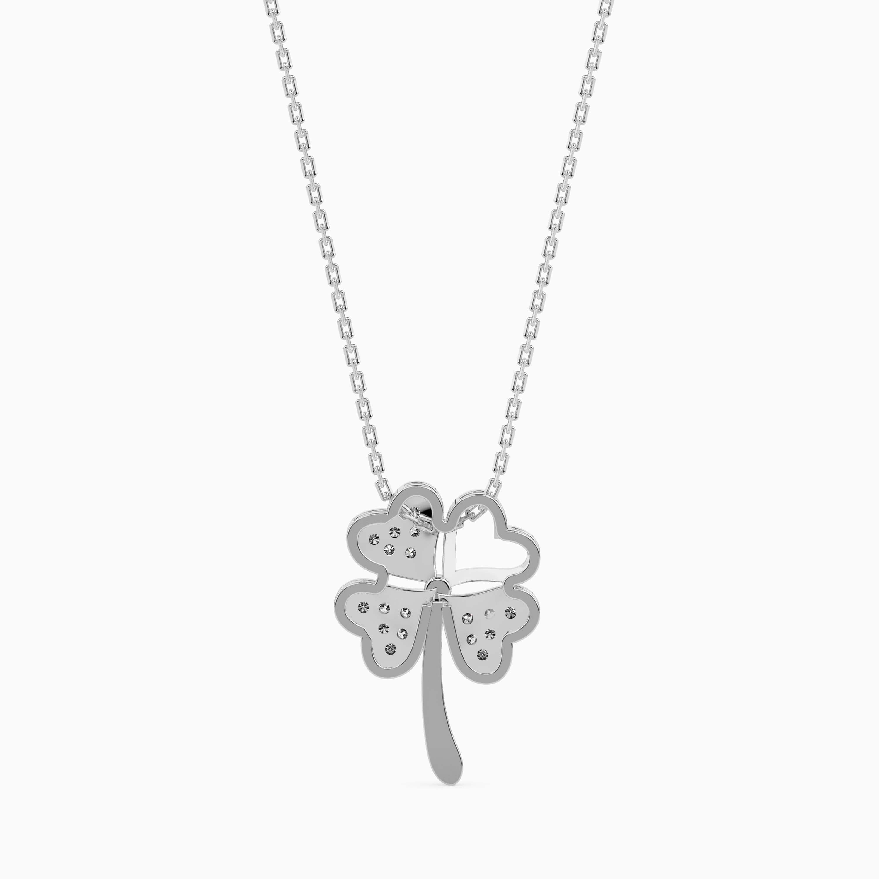 0.12Ct Four Leaf Clover Lab-Grown Diamond Gold Pendant Necklace