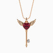 0.99Ct Winged Red Heart Key Lab-Grown Diamond Gold Pendant Necklace
