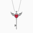 0.99Ct Winged Red Heart Key Lab-Grown Diamond Gold Pendant Necklace