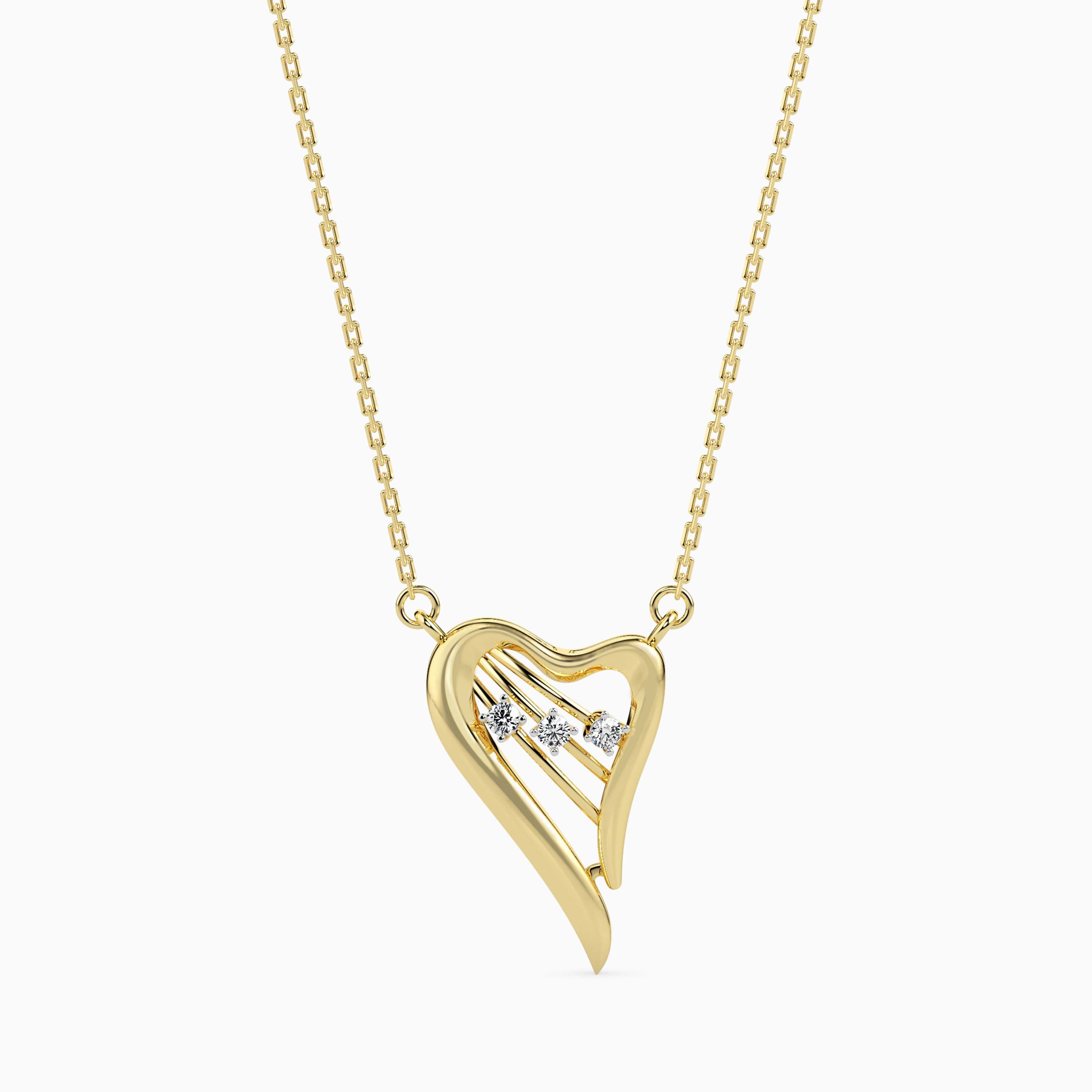 0.04Ct Heart Shaped Lab-Grown Diamond Gold Pendant Necklace