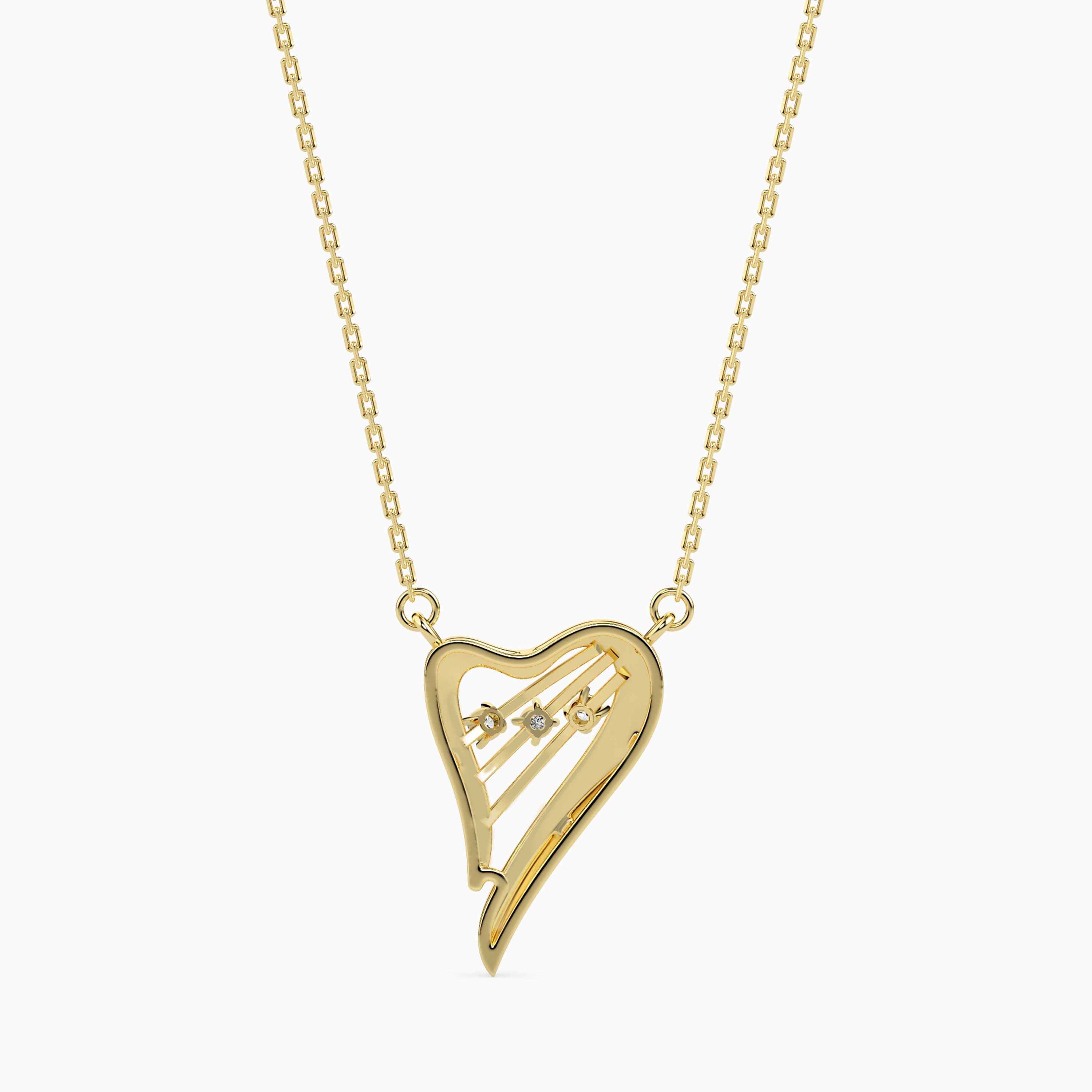 0.04Ct Heart Shaped Lab-Grown Diamond Gold Pendant Necklace