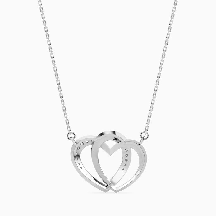 0.11Ct Double Heart Lab-Grown Diamond Gold Pendant Necklace
