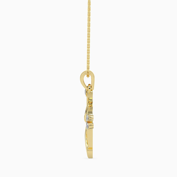 0.05Ct Musical Treble Clef Heart Lab-Grown Diamond Gold Pendant Necklace