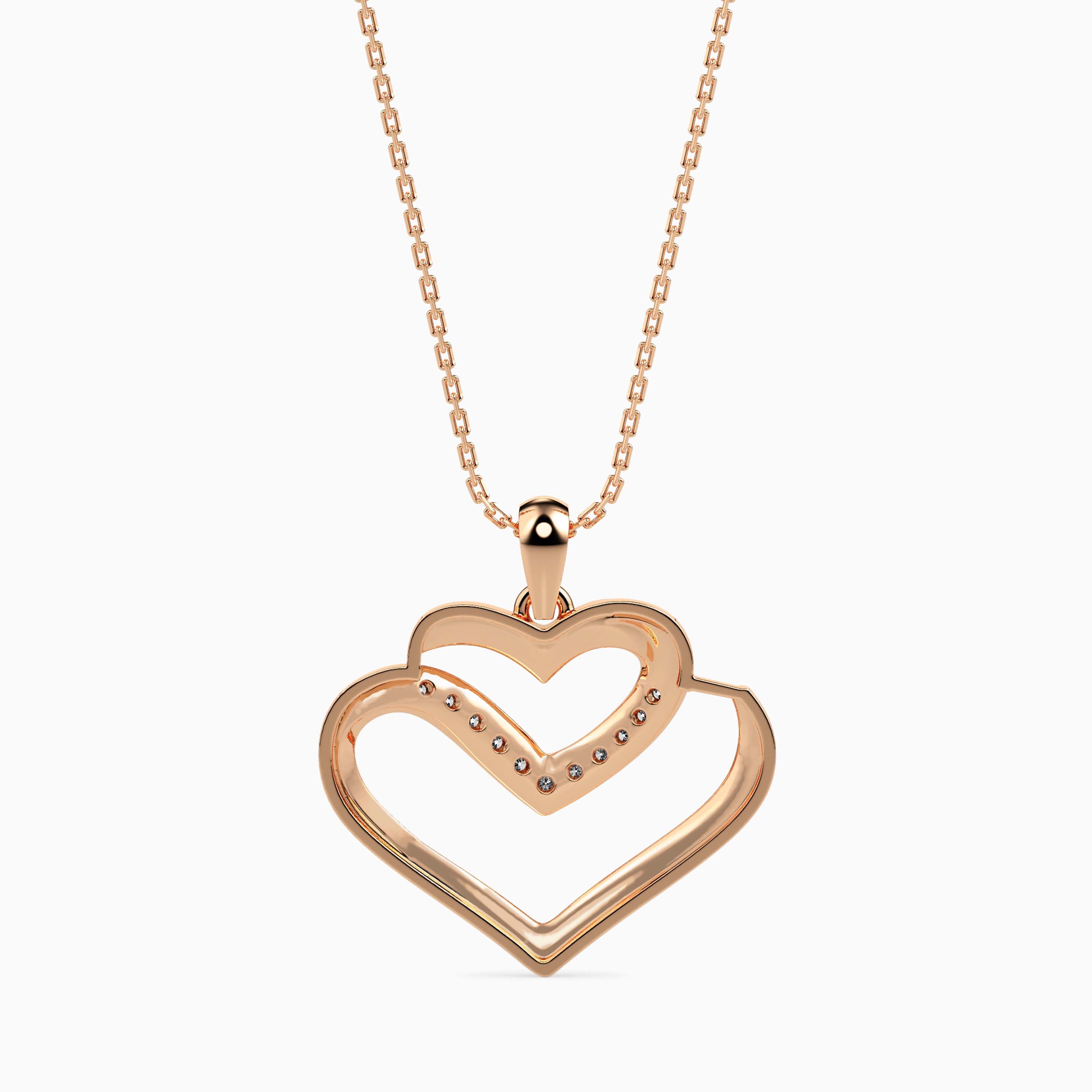 0.09Ct Double Heart Lab-Grown Diamond Gold Pendant Necklace