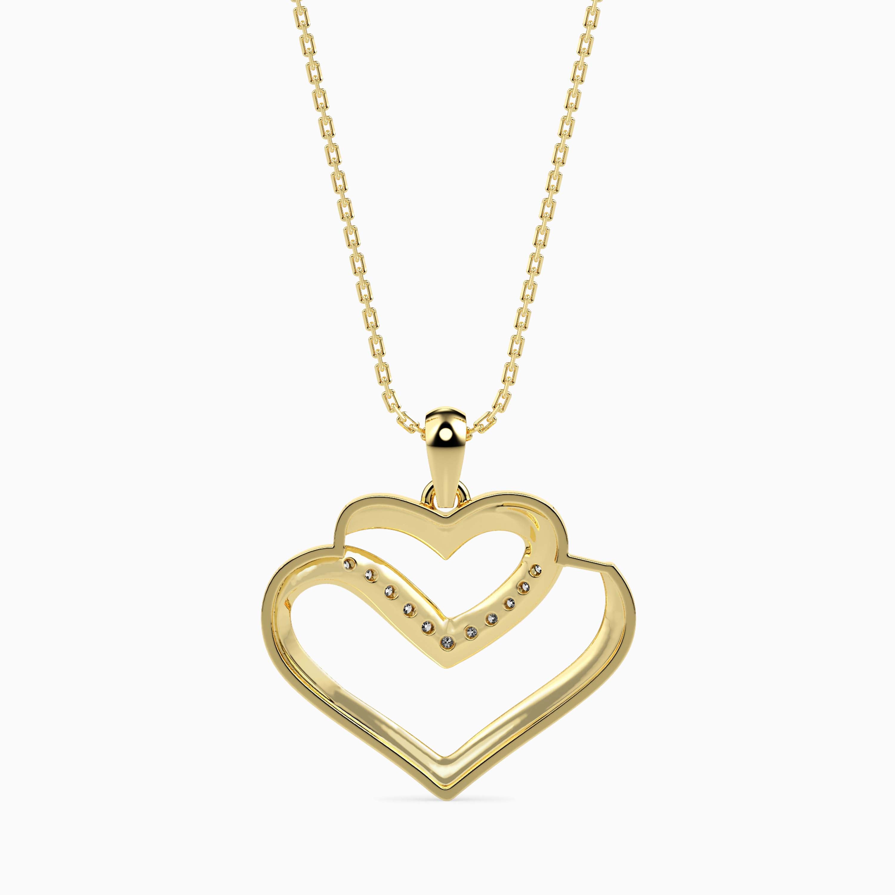 0.09Ct Double Heart Lab-Grown Diamond Gold Pendant Necklace