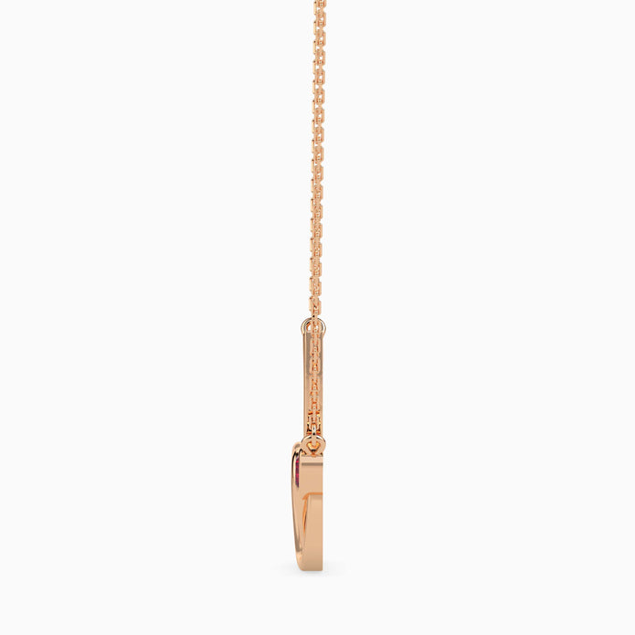 0.10Ct Stethoscope Design Red Heart Lab-Grown Diamond Gold Pendant Necklace