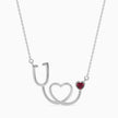 0.10Ct Stethoscope Design Red Heart Lab-Grown Diamond Gold Pendant Necklace