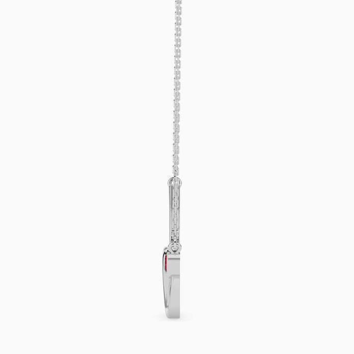 0.10Ct Stethoscope Design Red Heart Lab-Grown Diamond Gold Pendant Necklace