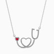 0.10Ct Stethoscope Design Red Heart Lab-Grown Diamond Gold Pendant Necklace