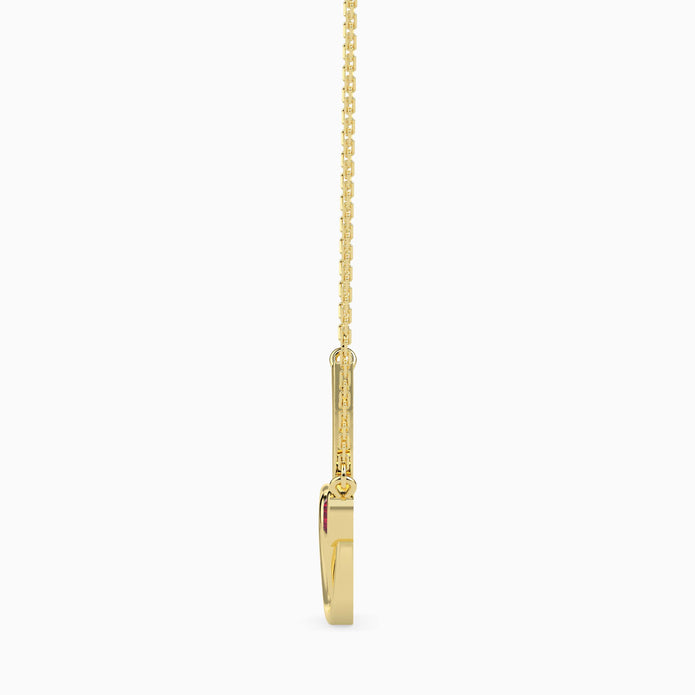 0.10Ct Stethoscope Design Red Heart Lab-Grown Diamond Gold Pendant Necklace
