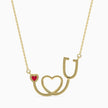 0.10Ct Stethoscope Design Red Heart Lab-Grown Diamond Gold Pendant Necklace