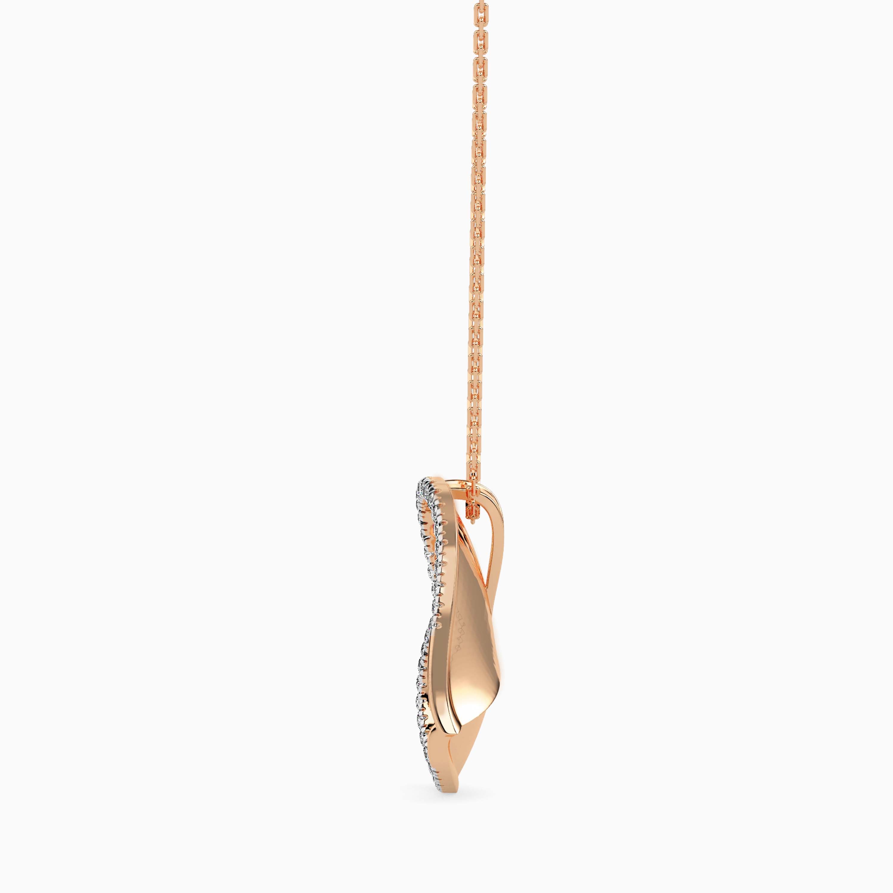 0.40Ct Red Heart Halo Lab-Grown Diamond Gold Pendant Necklace