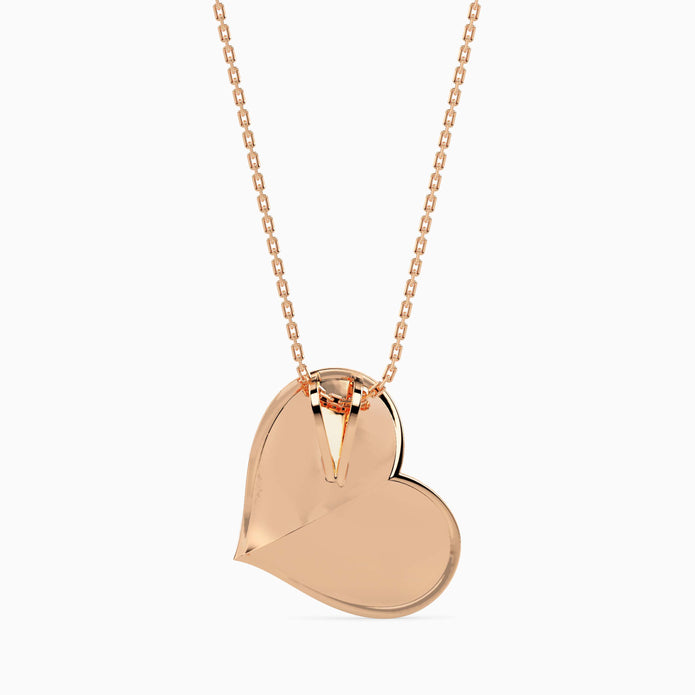 0.40Ct Red Heart Halo Lab-Grown Diamond Gold Pendant Necklace