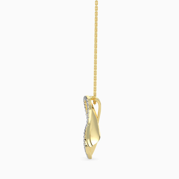 0.40Ct Red Heart Halo Lab-Grown Diamond Gold Pendant Necklace