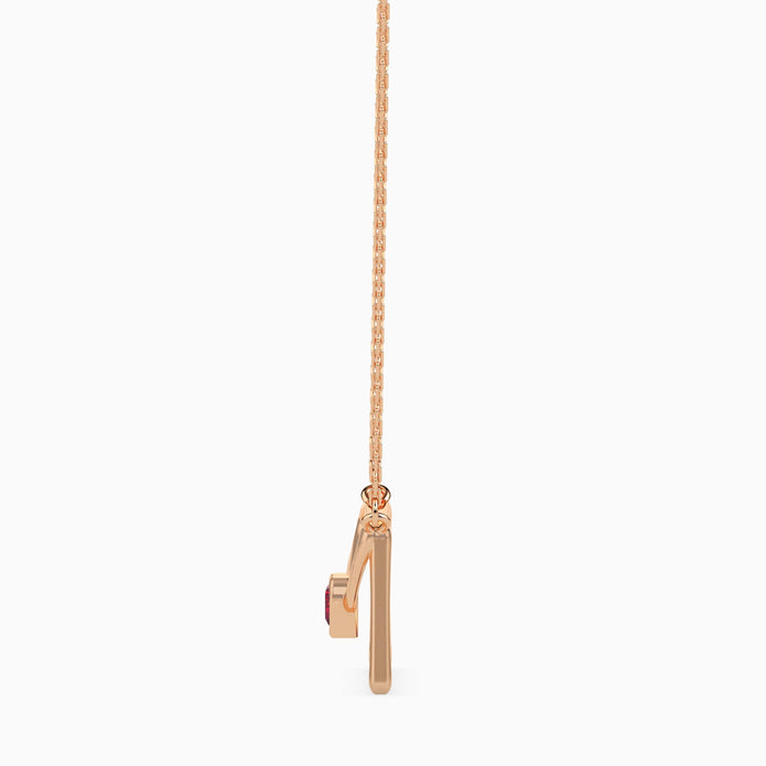 0.10Ct Love Letter Red Heart Lab-Grown Diamond Gold Pendant Necklace