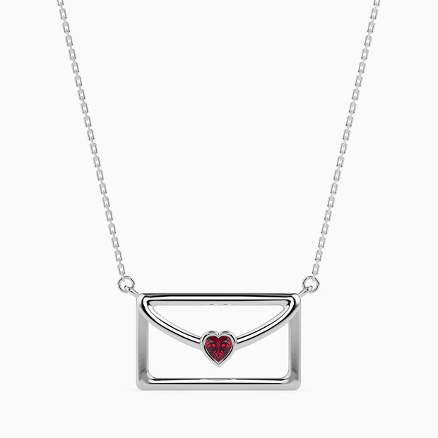 0.10Ct Love Letter Red Heart Lab-Grown Diamond Gold Pendant Necklace
