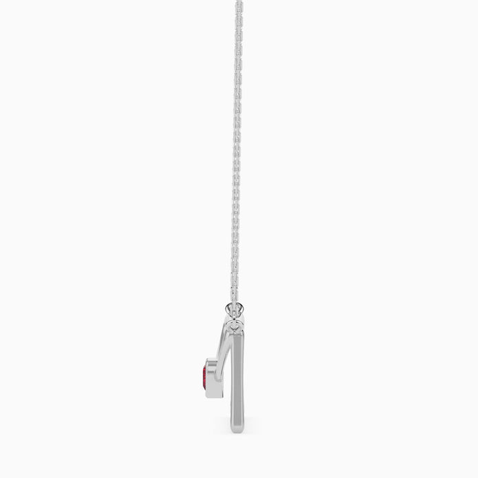 0.10Ct Love Letter Red Heart Lab-Grown Diamond Gold Pendant Necklace