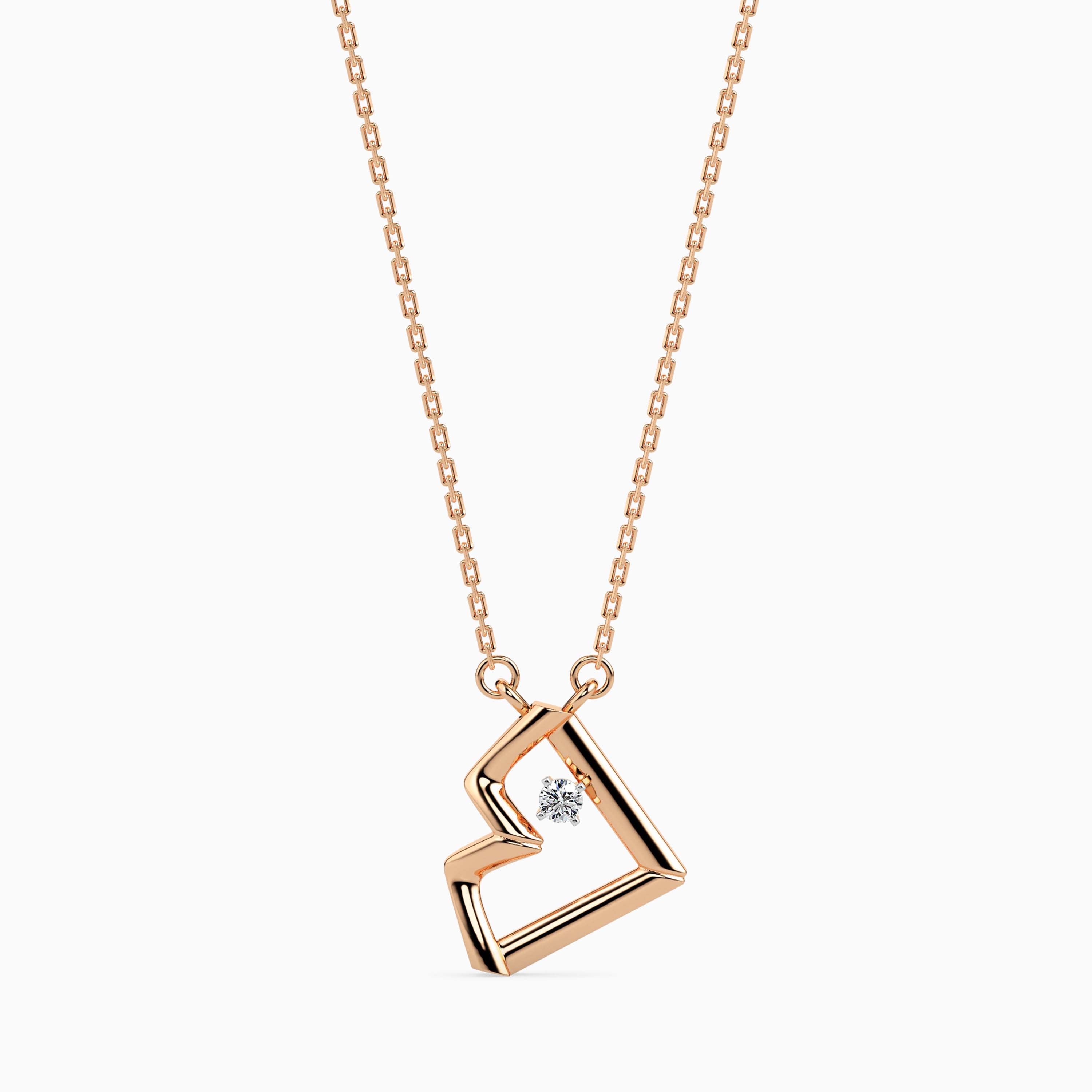 0.03Ct Heart Shape Round Lab-Grown Diamond Gold Pendant Necklace
