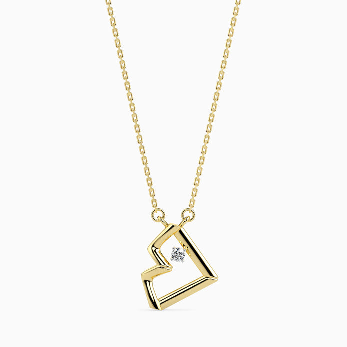 0.03Ct Heart Shape Round Lab-Grown Diamond Gold Pendant Necklace