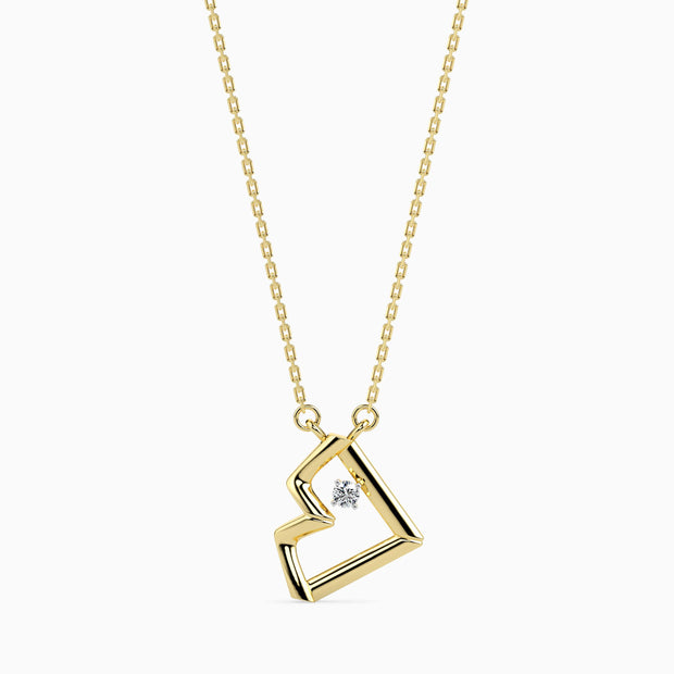 0.03Ct Heart Shape Round Lab-Grown Diamond Gold Pendant Necklace