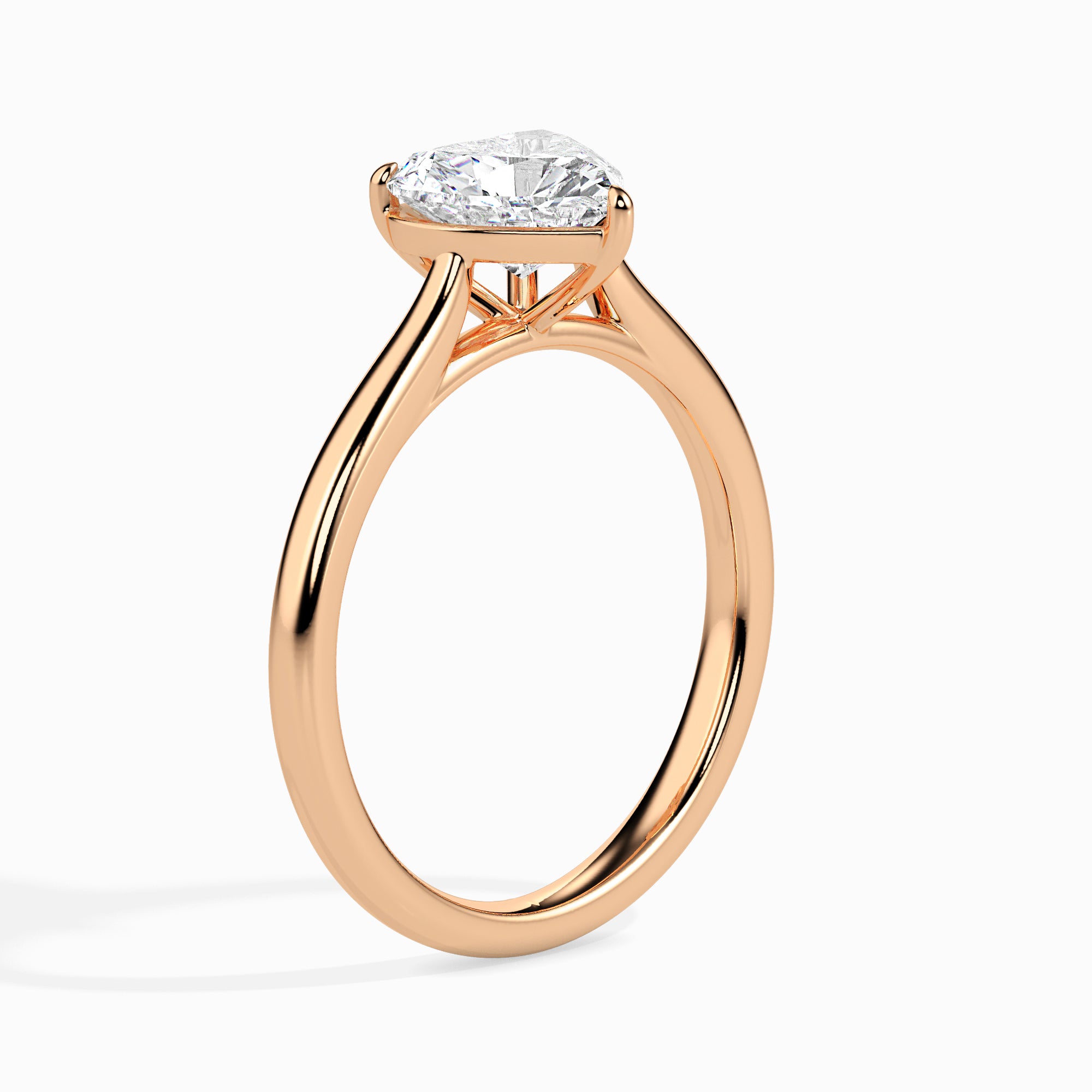 Heart Cut Solitaire Lab-Grown Diamond Gold Ring