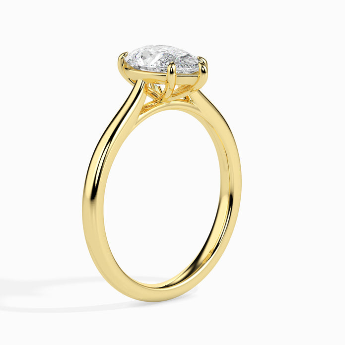 Pear Cut Solitaire Lab-Grown Diamond Gold Ring