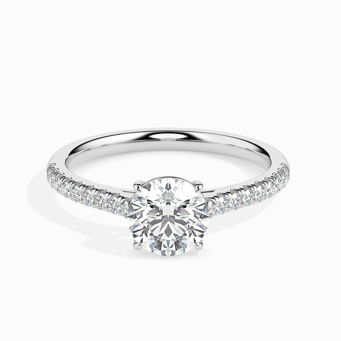 Round Cut Prong Set Lab-Grown Diamond Gold Ring