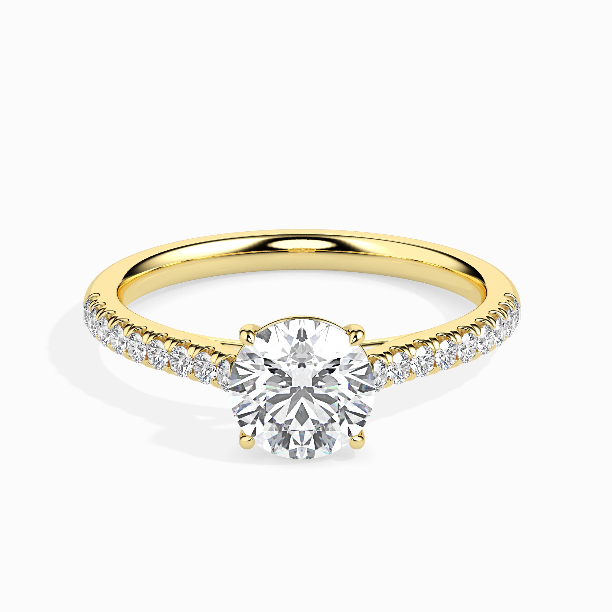 Round Cut Prong Set Lab-Grown Diamond Gold Ring