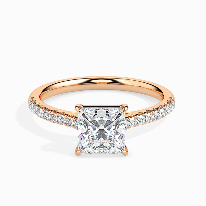 Princess Cut Prong Set Lab-Grown Diamond Gold Ring