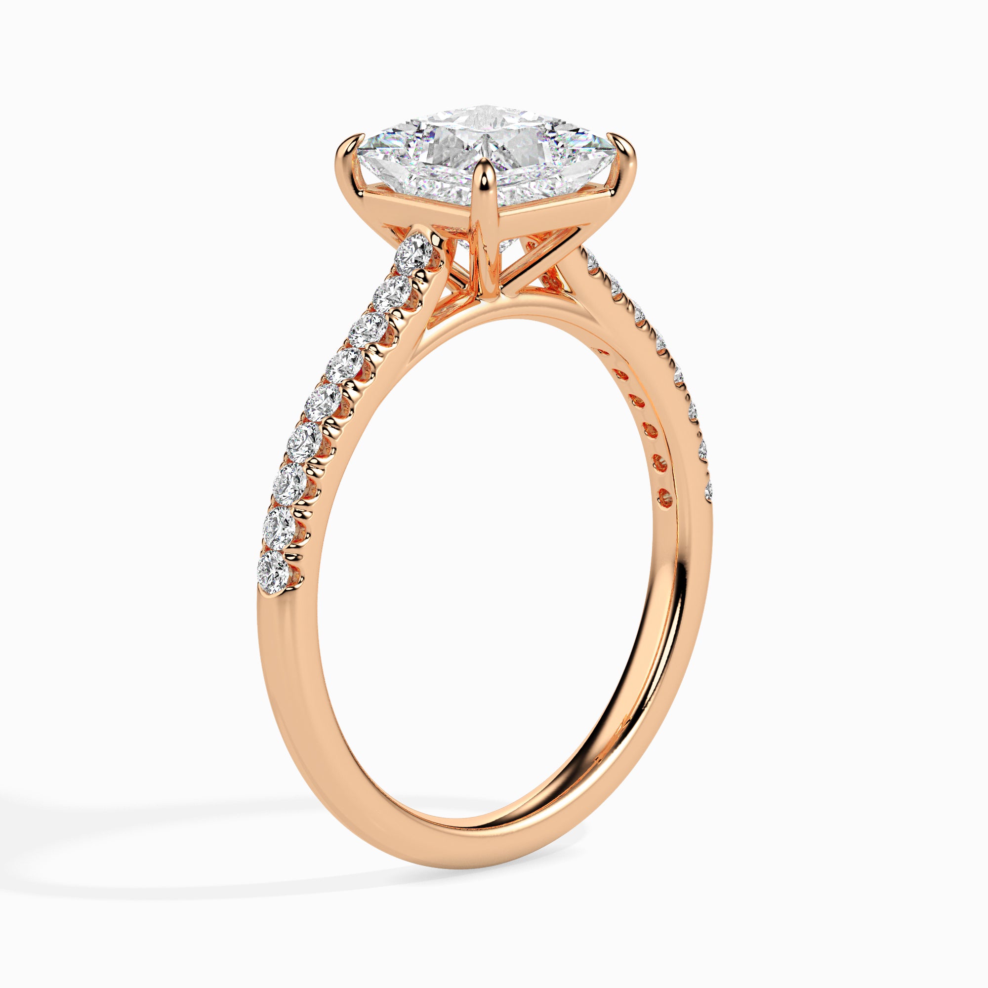 Princess Cut Prong Set Lab-Grown Diamond Gold Ring