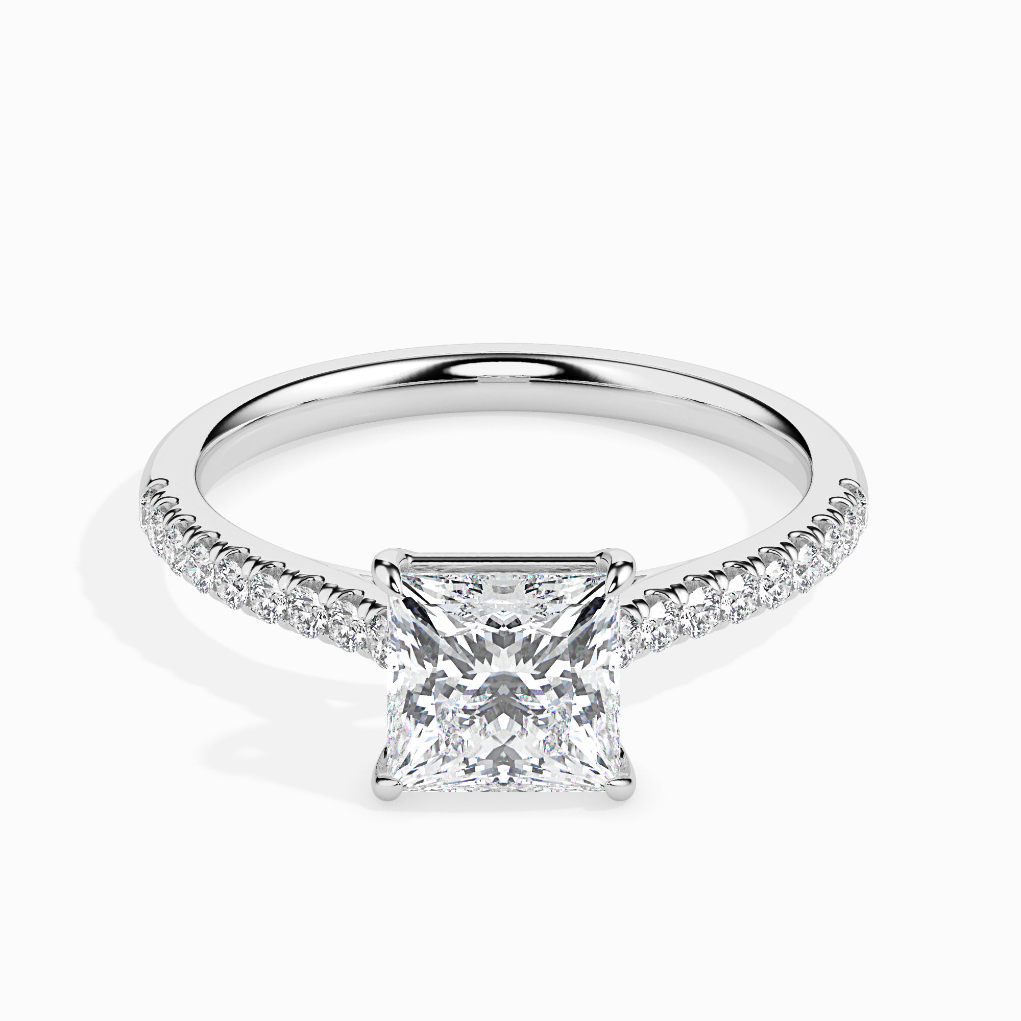 Princess Cut Prong Set Lab-Grown Diamond Gold Ring